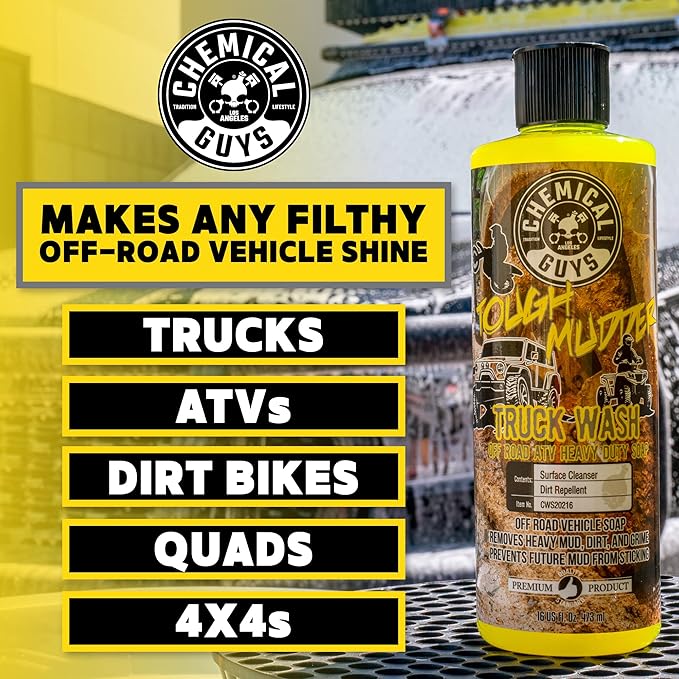 Chemical Guys Tough Mudder Foaming Heavy Duty Car Wash Soap - Soap for Foam Cannons, Foam Guns, or Buckets - Safe for Trucks, ATVs, RVs, and Off-Road Vehicles - 128 oz Lemon Scent