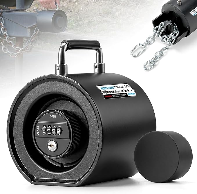 Kohree Keyless Trailer Lock Heavy Duty, 2-5/16" Trailer Hitch Coupler Lock, Anti-Theft Steel Combination Tongue Lock with Handle Easy Install for RV, Boat, Camper, Caravan