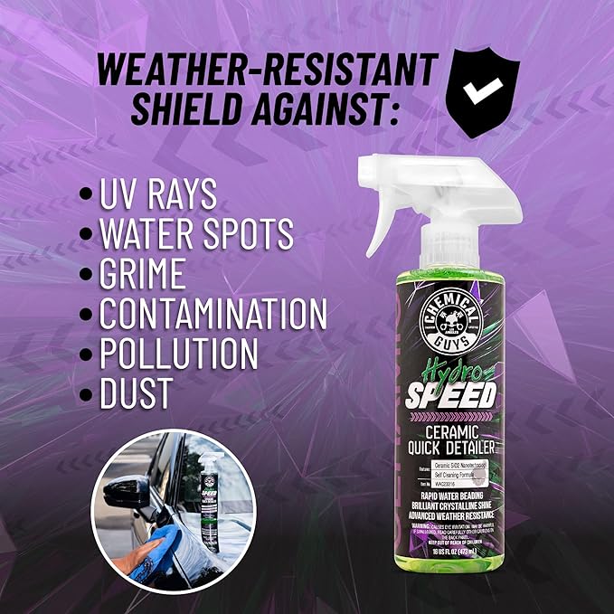 Chemical Guys HydroSlick Hyper Car Wax & HydroSpeed Ceramic Coating Quick Detailer Bundle (2 16 oz Bottles)