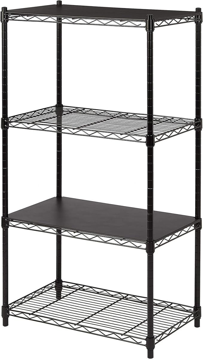 Amazon Basics 2-Shelf Stackable Storage, 13.3" D x 23.2" W x 22.2" H, Black