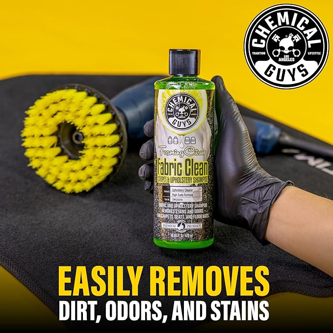 Chemical Guys CWS203 Foaming Citrus Fabric Clean Carpet & Upholstery Cleaner (Car Carpets, Seats & Floor Mats), Safe for Cars, Home, Office, & More, 128 fl oz (1 Gallon), Citrus Scent