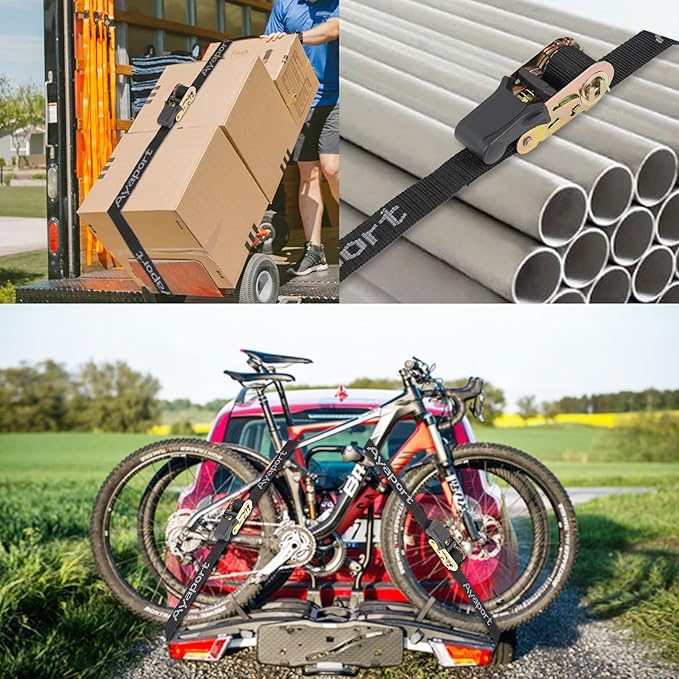 Ayaport Endless Ratchet Strap 1 inch 10 feet 2500LBS Break Strength (no Hook) Small Short Ratcheting Tie Down Motorcycle Car Roof Rack Trailer Cargo Straps