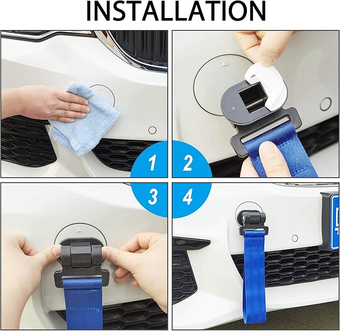 TOMALL Universal Car Decorative Trailer Tow Strap Blue Car Tow Belt for Car Bumper (ONLY Decoration)
