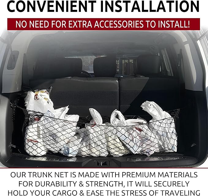 Envelope Style Automotive Elastic Trunk Mesh Cargo Net for For Nissan Armada 2005-2023 - Premium Trunk Organizer and Storage - Luggage Net for SUV