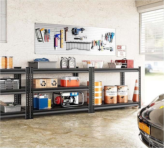 3-Tier Garage Shelving Heavy Duty，36" Metal Shelving Unit for Garage, 1320 lbs Load Capacity Utility Rack Shelves＆ Storage Shelves, 40”W x 18”D x 36”H(Black)