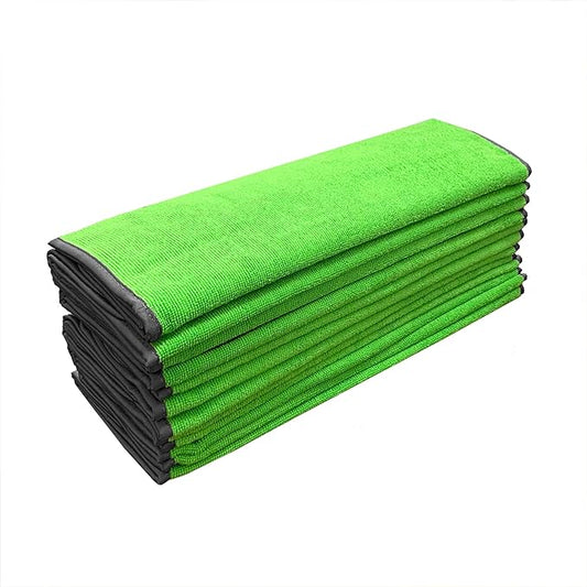 Detailer's Preference Large 320 GSM Microfiber Towels for Car Detailing, Washing, Drying, Ultra Soft Terry Weave, Scratch-Free, Lint-Free, Multi-Surface, Reusable, 16x24 Inch, 12-Pack, Green