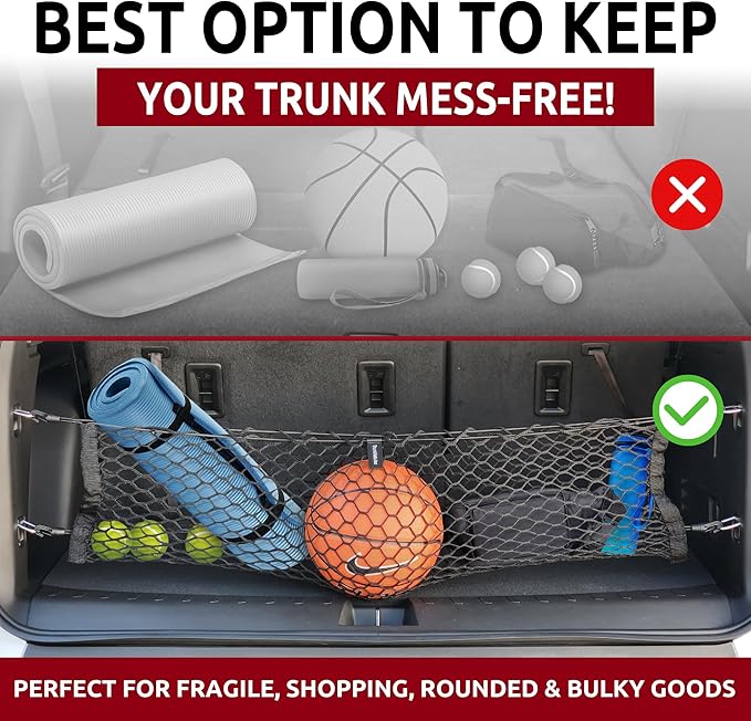 Envelope Style Trunk Mesh Cargo Net for Chevy Traverse 2018-2025 Car Accessories - Premium Trunk Organizers and Storage - Cargo Net for Truck - Best Carrier Organizer for Chevrolet Traverse