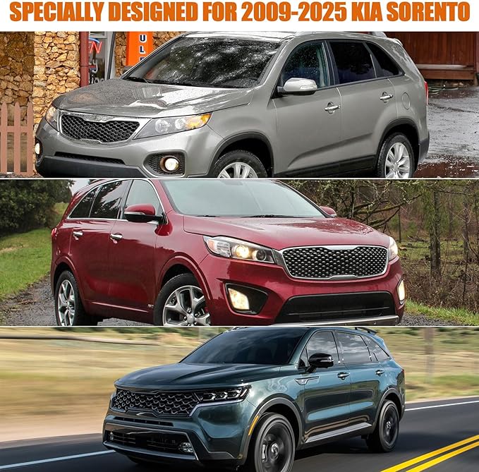 Waterproof Car Covers Replace for 2009-2025 Kia Sorento, 6 Layers Silver All Weather Car Cover with Zipper Door & Windproof Bands for Snow Rain Dust Protection