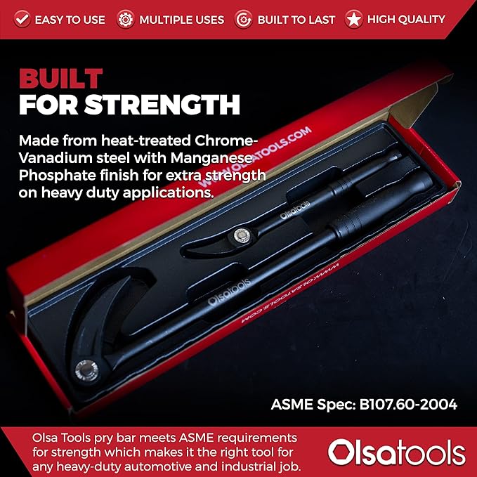 Olsa Tools 2pc Indexing Pry Bar | Heavy Duty 10 and 20 inch Indexable Prybars | Indexing Pry Bar Set for Mechanics | Automotive Pry Bar | Premium Tools for Professional Mechanics | Professional Grade