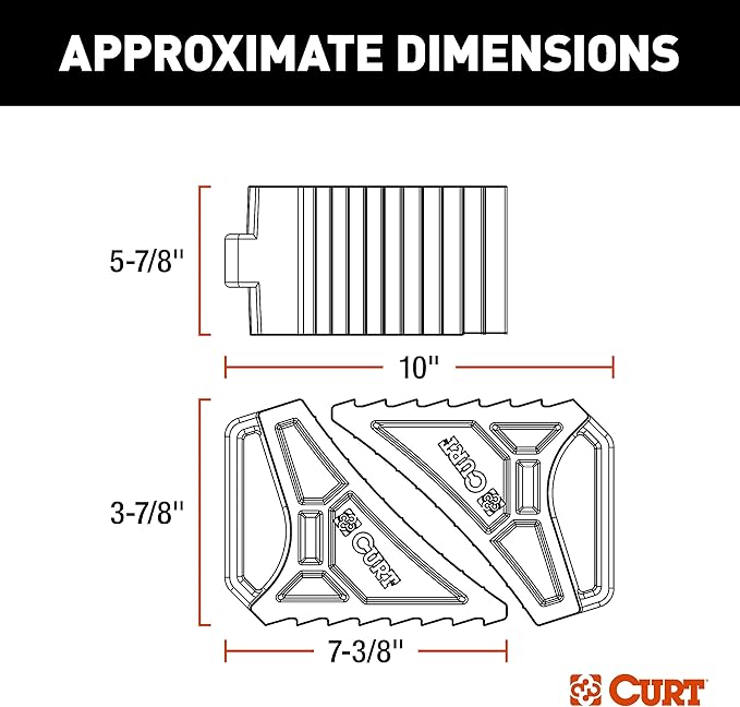 CURT 22802 HD Wheel Chocks 2-Pack with Mounting Bracket