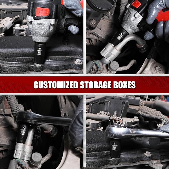 MIXPOWER 19 Piece 1/2-Inch Drive Standard Impact Socket Set, SAE, Shallow, 3/8" to 1-1/2", Cr-Mo Alloy Steel, Radius Corner Design, Impact Grade