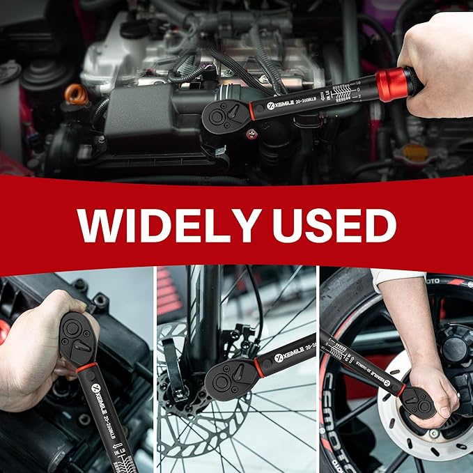 51Pcs Bike Torque Wrench Set,1/4" Drive 20-260 In.Lb/2.3-29.4Nm,Inch Pound Click Torque Wrench,72T Dual Direction 3% Precision Adjustable Small Torque for Bicycle,Motorcycle,Car,Lug Nut