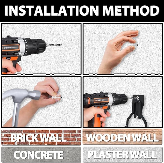 3-H Weed Eater Hanger 2 Pack,2 Large Garage Wall Hooks,1 Extension Strap,Utility Weedeater Rack,Tool Hangers for Organizing and Hanging Weed Wacker,Leaf Blower,String Trimmer,Power Tool in Garden
