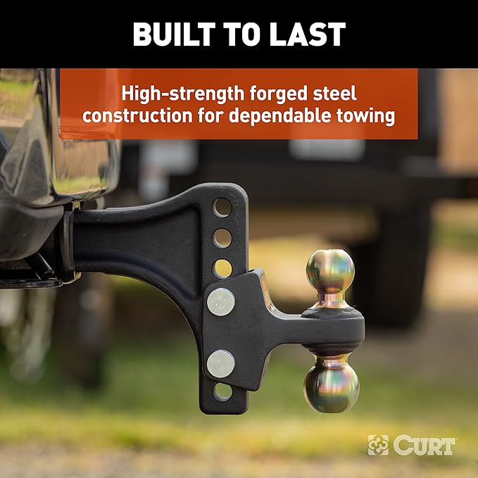 CURT 45937 HD Adjustable Hitch Ball Mount with Dual Ball, 2-1/2" Shank, Up to 20,000 lbs