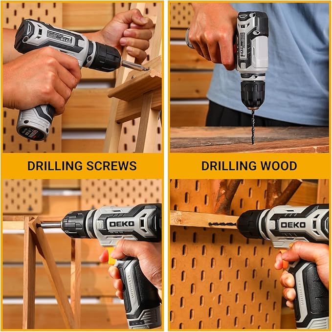 Cordless Drill: DEKO PRO 12V Power Battery Drill Set with Small Electric Drills and 3/8-inch Keyless Chuck with Portable Tool Set Gift Box