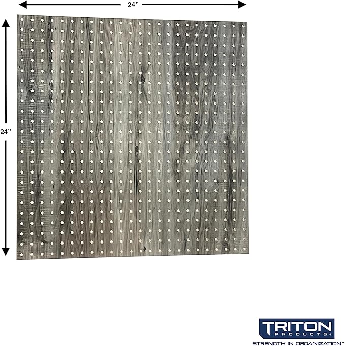 Triton Products TFL Pegboards - Set of 2 Thermally Fused Laminate Wall Panels for Garage Storage and Organization, 24" x 24", Mounting Hardware (Driftwood)