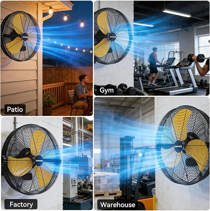 18 Inch Wall Fan Pro Series - 4900 CFM 3 Speed High Velocity Industrial Wall Mount Fans for Commercial, Residential, Warehouse, Covered Patio, Shop, Garage, Barn, Gazebo UL Safety Listed
