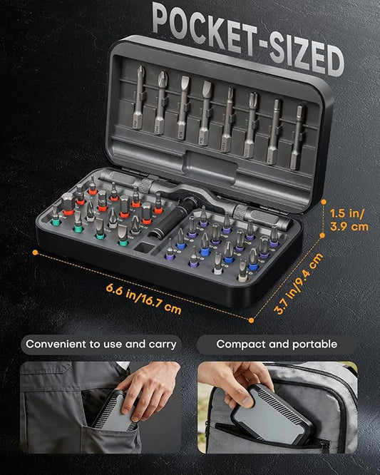 42 in 1 Magnetic Screwdriver Set, T-Handle Ratchet Screwdriver Kits with S2 Steel Bits, Precision Hand Tools for Electronics Repair, DIY Projects, Home Maintenance - Ideal Gift for Men & Women