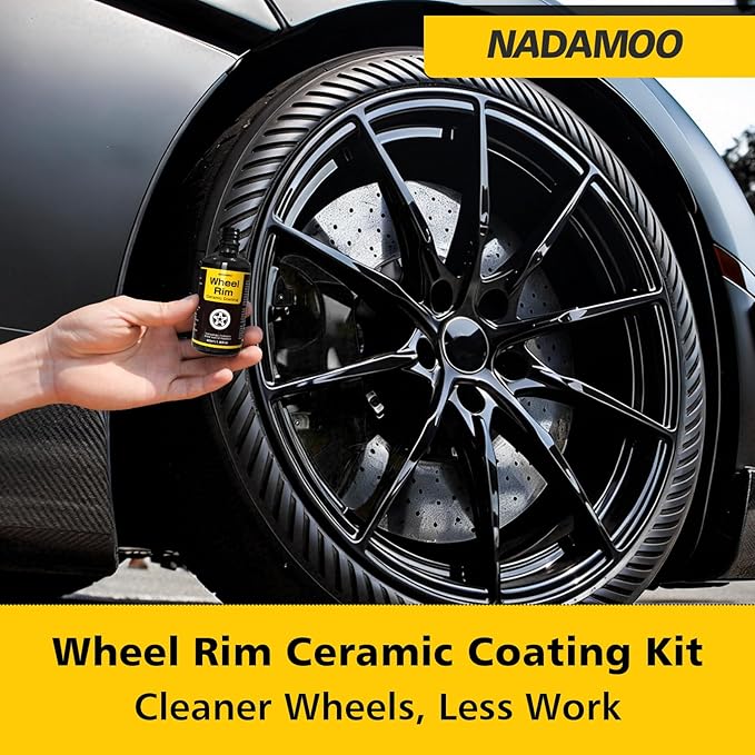 NADAMOO Wheel Rim Ceramic Coating Kit 30ml, High-Heat Resistant Hydrophobic Protection, Gloss Finish, Self-Cleaning, Repels Brake Dust & Dirt, Ceramic Protection for Alloy Rims