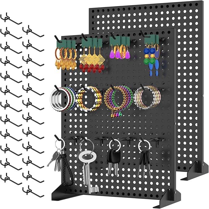 Pegboard Hooks 30Pcs,Metal J Hooks Kit Assortment for Pegboard Display Standing, Fit 1-inch Hole Spacing Pegboard for Retail,Market and Shows (30Pcs Black)