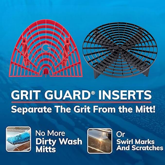 The Original Grit Guard Bucket Insert with Washboard Combo | Removes Dirt from Wash Mitt for Detailing | Car Wash Bucket Insert & Washboard | Black/Red