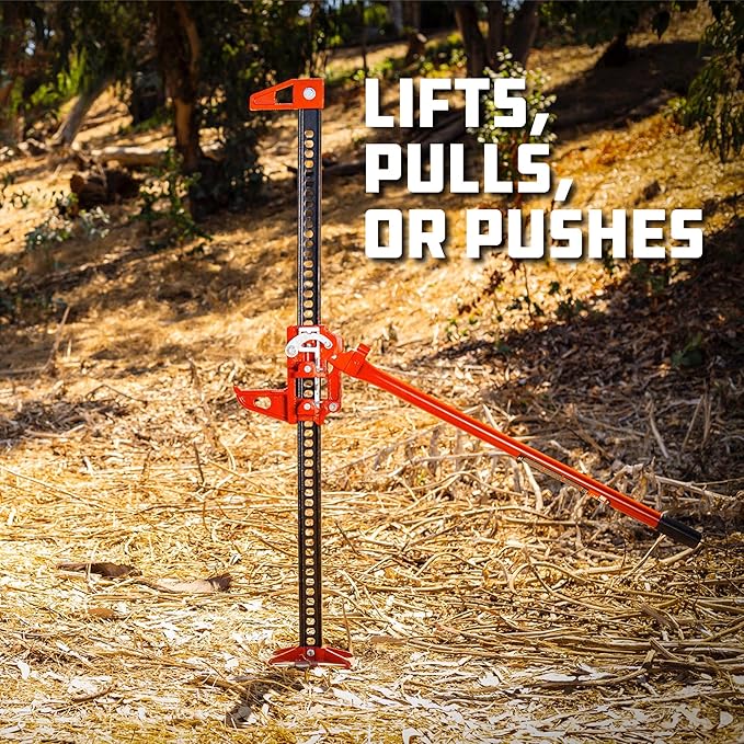 Powerbuilt 8-Inch Ratcheting Off Road Utility Farm Jack, 3 Ton (6,000 lb) Capacity Utility High Lift Farm Jack, Lift Range: 5-1/4" to 34-1/2", for Tractor Truck SUV -647587