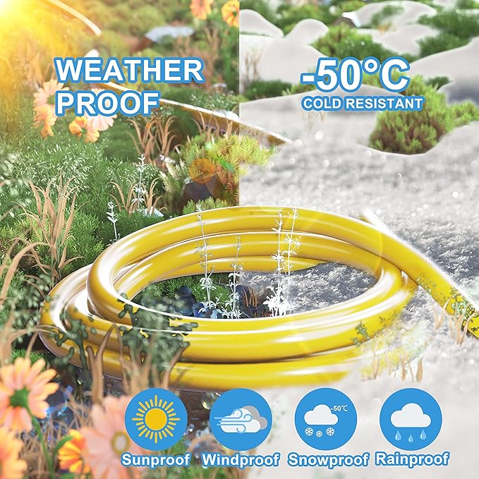 HUANCHAIN 100 ft 14/3 Gauge Heavy Duty Outdoor Extension Cord Waterproof with Lighted, Flexible Cold Weather 3 Prong Electric Cord Outside, 13A 1625W 125V 14AWG SJTW, Yellow, ETL Listed