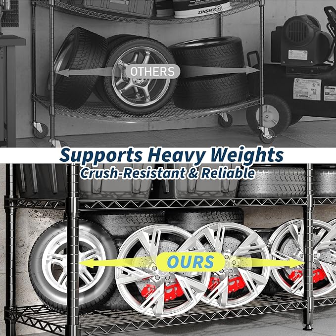 4-Tier Metal Shelving Unit, Heavy Duty Storage Shelves Adjustable Garage Shelf, Easy Assembly, for Basement, Kitchen & Pantry Room Organization, 13.8" D x 60" W x 59.5" H