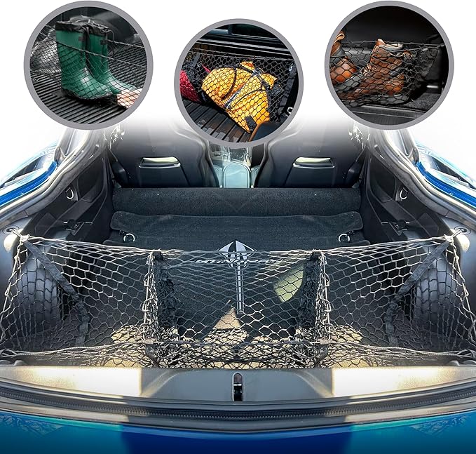 Envelope Style Trunk Cargo Net with 3 Pockets for Corvette 2015-2019