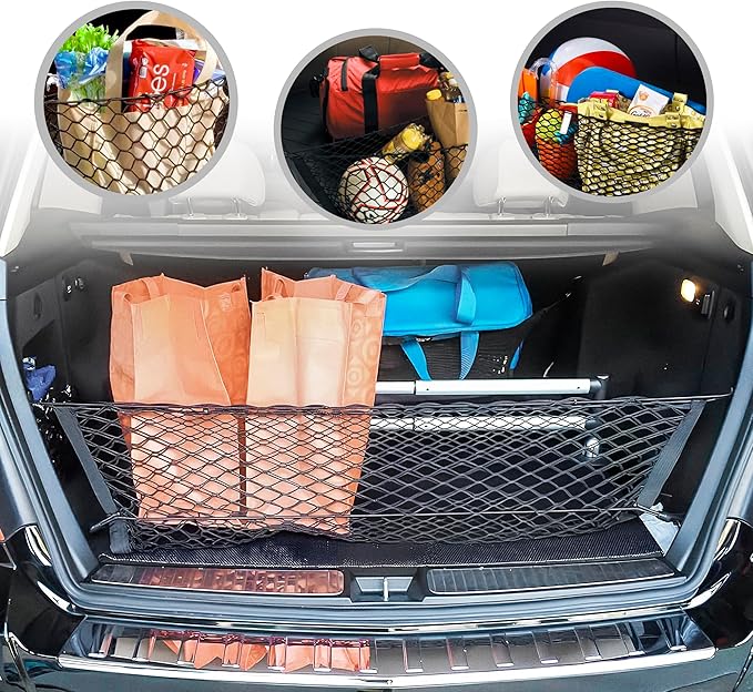 Envelope Style Trunk Mesh Cargo Net for Mercedes Benz GLK250 GLK300 GLK350 2009-2015 - Premium Trunk Organizer and Storage - Luggage Net for Crossover - Best Car Organizer for Mercedes Benz GLK