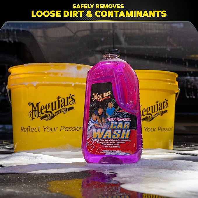 Meguiar's Deep Crystal Car Wash - Car_Wash Shampoo that Cleans Paint, Enhances Gloss, and Preserves Wax Protection, pH Balanced Car_Wash Soap with Excellent Foaming Action, 64 Oz (Pack of 2)