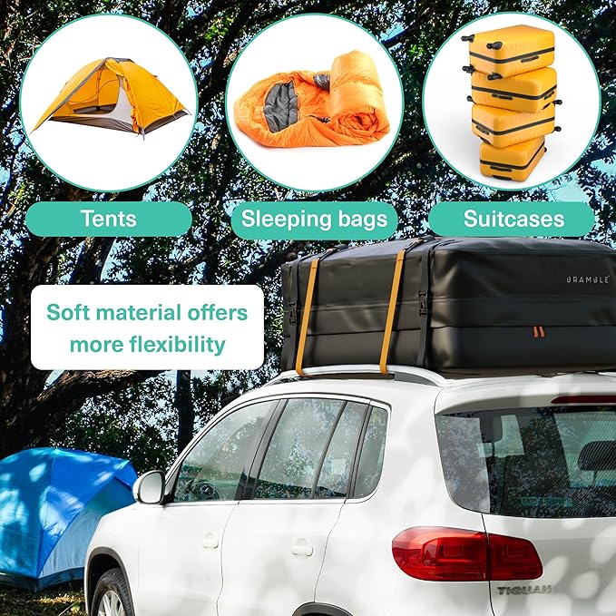 BRAMBLE Strong Car Roof Bag Rooftop Cargo Carrier 20 Cubic Feet, 100% Waterproof & Tear Resistant Car Roof Cargo Carrier, Fit for All Cars with/Without Roof Rack, Include Non-Slip Mat, Hooks, Straps