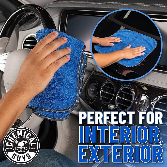 Chemical Guys Professional Grade Premium Microfiber Towels for Cars,Blue,16" x 16",Ultra-Soft and Scratch-Free Car Detailing Cloths for Trucks,Motorcycles,and More,(Pack of 6)