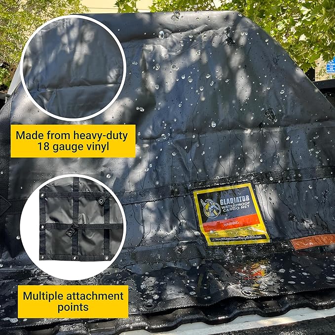 Waterproof Gladiator Cargo Net: Heavy-Duty Vinyl Truck Cargo Net Tarp (XGW-100) Extra Large: 10' x 12'