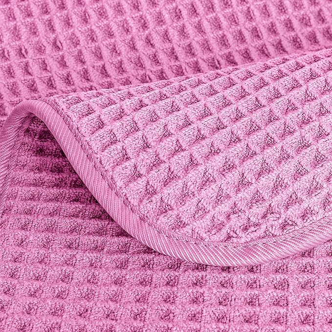 POLYTE 430 GSM Microfiber Lint Free Washcloth Face Towel, 13 x 13 in, 4 Pack (Waffle Weave)