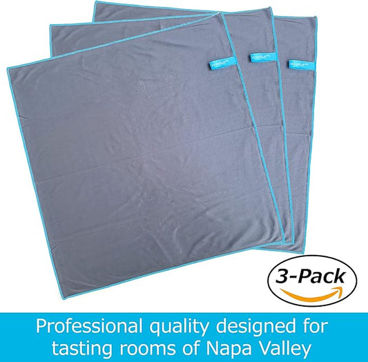 WineBuff Pro Microfiber Polishing Towel | Perfect for Wine Glasses, Kitchenware and More | Leaves Glass and Stainless Steel Spotless, 3 Pack