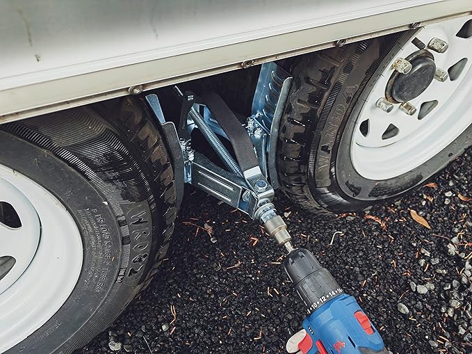 Camper Wheel Chock, Heavy Duty Rotatable X Shaped Stabilizer for RV Trailer (Drill Adjusted), 2 Sets of Tire Lock Chocks (Patented)