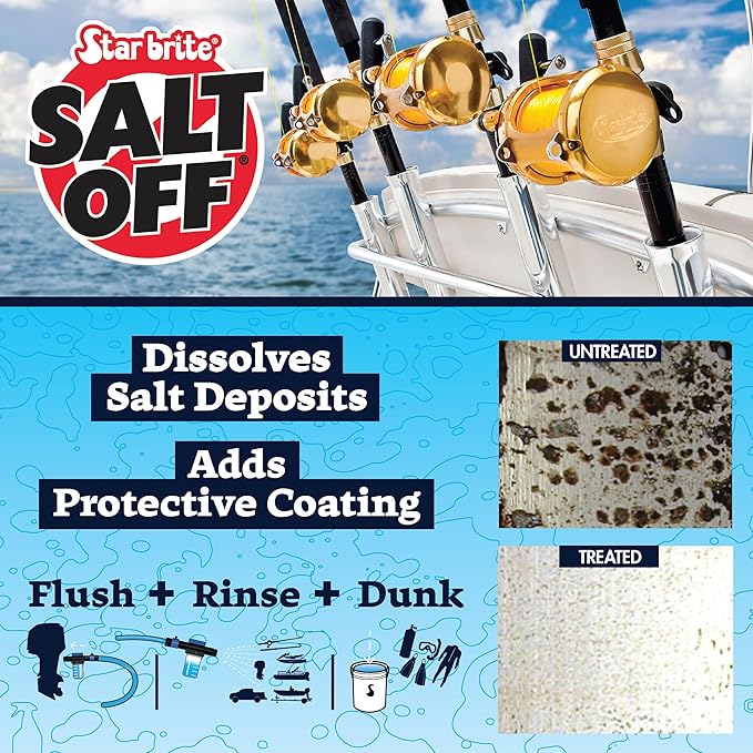 STAR BRITE Salt Off Kit – Applicator & 32 OZ Concentrate for Marine Engine Flush & Salt Removal on Boats, Trailers, Fishing Gear, Dive Equipment, and More