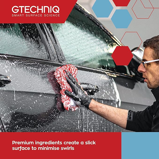 Gtechniq Car Shampoo. Auto W1 GWash Shampoo for Cars. Dirt and Stain Remover Car Cleaning Kit with Pink Grapefruit Fragrance. 100% Biodegradable Foam Cleaner, Wheel Cleaner and Screen Wash - 5L