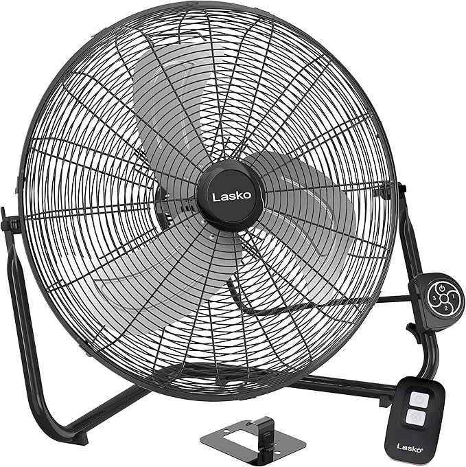 Lasko Metal Commercial Grade Electric Plug-In High Velocity Floor Fan, Black H20660 & U12104 High Velocity Pro Pivoting Utility Fan for Cooling, Ventilating, Black 12104 12.2 x 9.6 x 12.3 inches