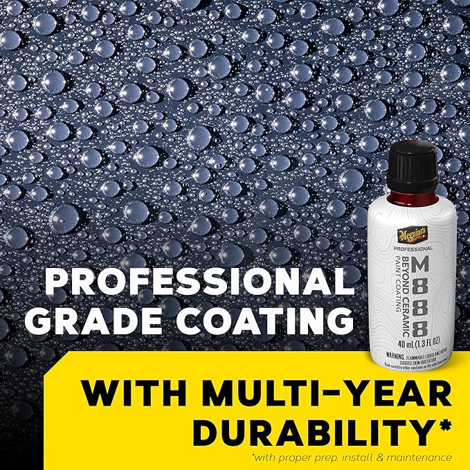 Meguiar's Professional Beyond Ceramic Paint Coating M888 - Multi-Year Ceramic Coating For Cars, Easy to Apply, Fills in Minor Defects with Exceptional Water Beading, Slickness, and Chemical Resistance