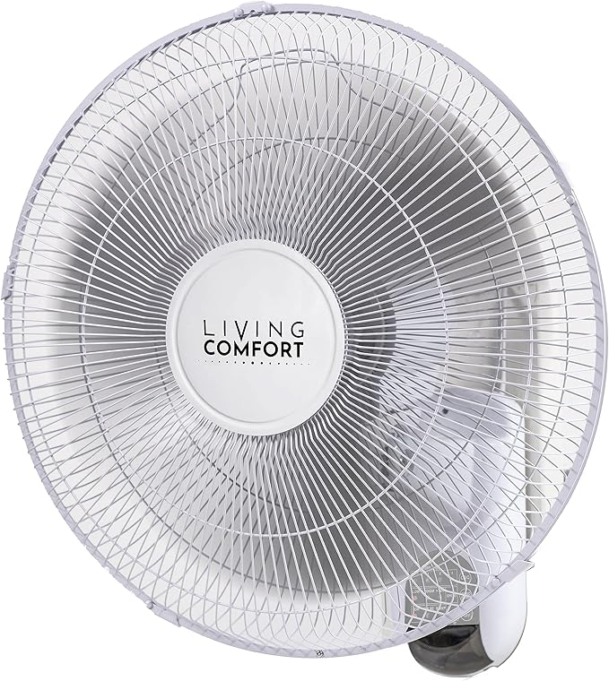 Comfort Zone 16-Inch Smart WiFi Wall Mount Fan, Oscillating 3-Speed Indoor Fan with App Control, Timer & Sleep Mode – Quiet Adjustable Tilt, All-Metal Grille – Space-Saving Cooling for Home or Office