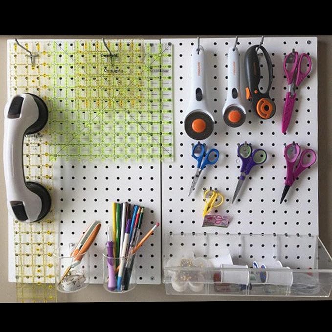 Azar Displays 771620-WHT Plastic Pegboard for Wall Organization - Garage Tool Organizer Wall Mount (Pack of 2) - 1-Sided Durable Wall Panel Organizer (16” W x 20” H x 1” D) - Garage Organizer (White)