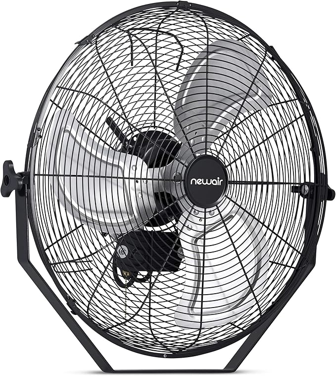 NewAir 18” High Velocity Wall Mounted Fan | Industrial Grade with 3,000 CFM Airflow, 3 Speeds and Heavy-Duty Metal Blades | Fan for Bedroom Garage, Gym & Home Use