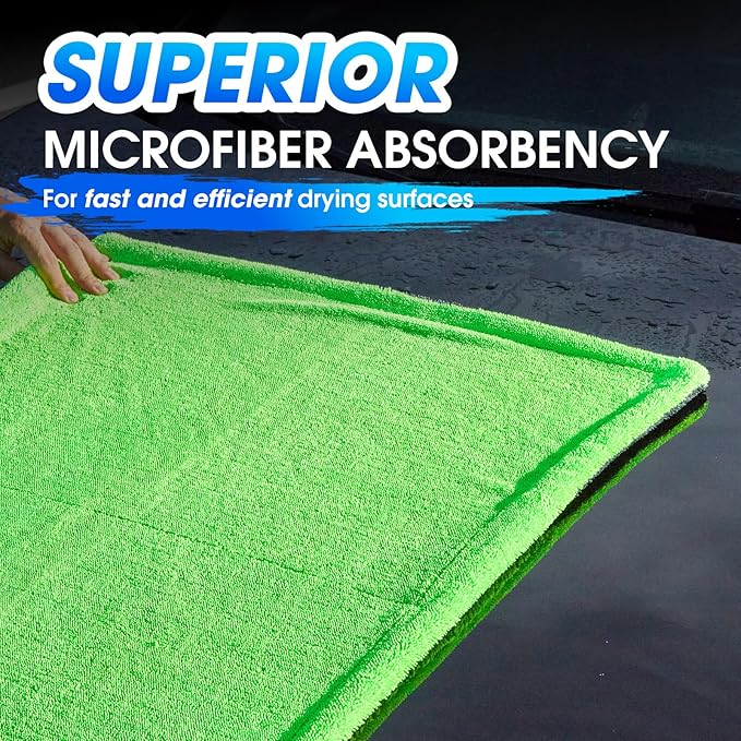 48”x24” Car Drying Towel for Full-Sized SUV, Dual Sided Car Cleaning Cloth with Twisting Yarn Technique, 1300GSM Super Absorbent Scratch-Free, Twisted-Loop Microfiber Towels for Cars, Trucks