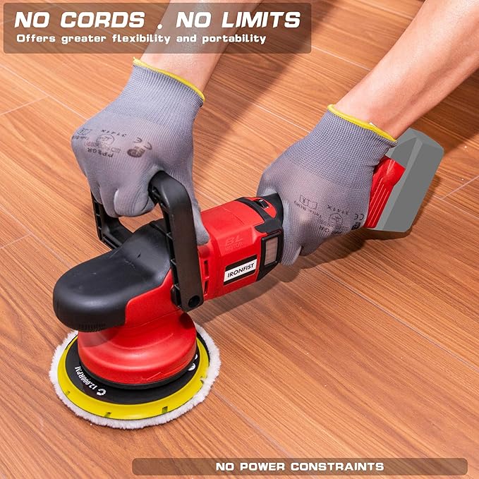 IRONFIST Cordless Orbital Polisher Compatible with Milwaukee M18 Battery, Car Polishing Waxer Machine 6inch work disk with brushless motor 6 speeds 750-6800RPM, (No Battery)