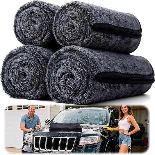 4PCS Car Drying Towel Microfiber Detailing Kit - 36x24 in Car Towels Cleaning Supplies, Reusable Shammy Quick Dry Cloth for Carwash, for Auto, Boat, RV, Garage & Home, Scratch-Safe Absorbent Cleaning