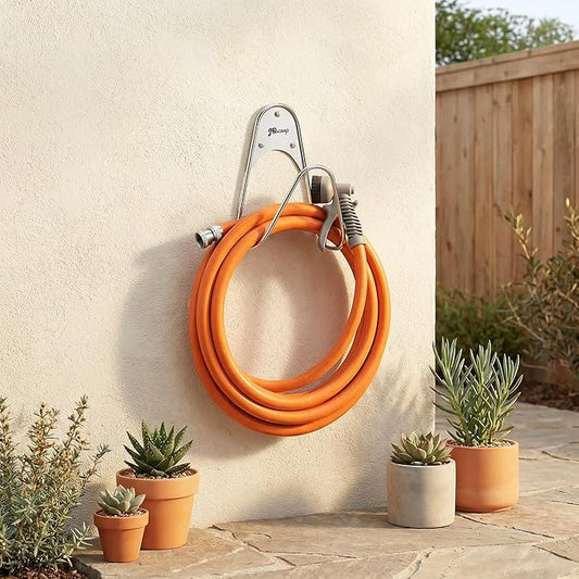 JBscoop Garden Hose Holder Stainless Steel Small Wall Mount Garden Hose Hook, Ideal for Water, Air, Hydraulic Hose, Ropes, Extension Cords Heavy Duty & Rust Proof (1)