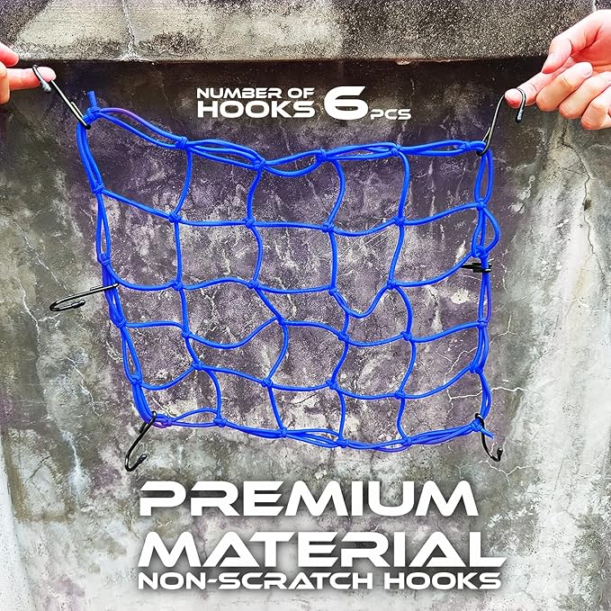 ONIPAX 15"x 15" High Elastic Bungee Cargo Net 2 PCS for Bicycle Motorcycle and 1 PCS Straps Luggage Fixed Rope