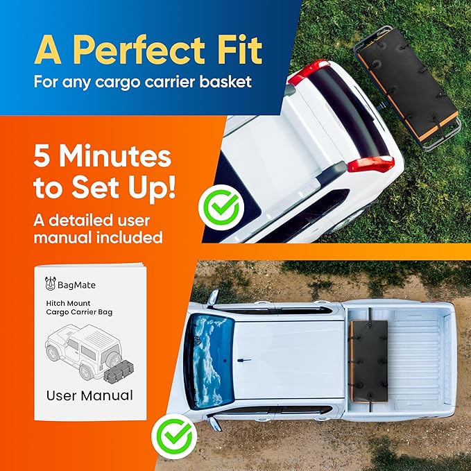 20ft³ Waterproof Hitch Cargo Carrier Bag, Durable PVC Tarpaulin Hitch Mount Cargo Carrier Cargo Box w/a Bonus Lock, Heavy-Duty Straps & Buckles, Easy to Install Vehicle Cargo Carriers